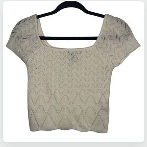 Forever 21 Cream Ribbed Crop Blouse